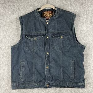 Milwaukee Performance Denim Vest Mens 3XL Blue Conceal Gun Pocket Biker